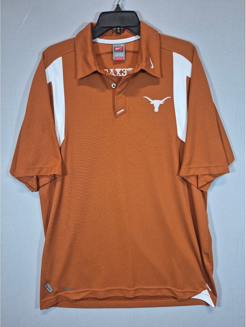 Nike Texas Longhorns Polo Men’s Large Burnt Orange NikeFIT Dry NCAA UT